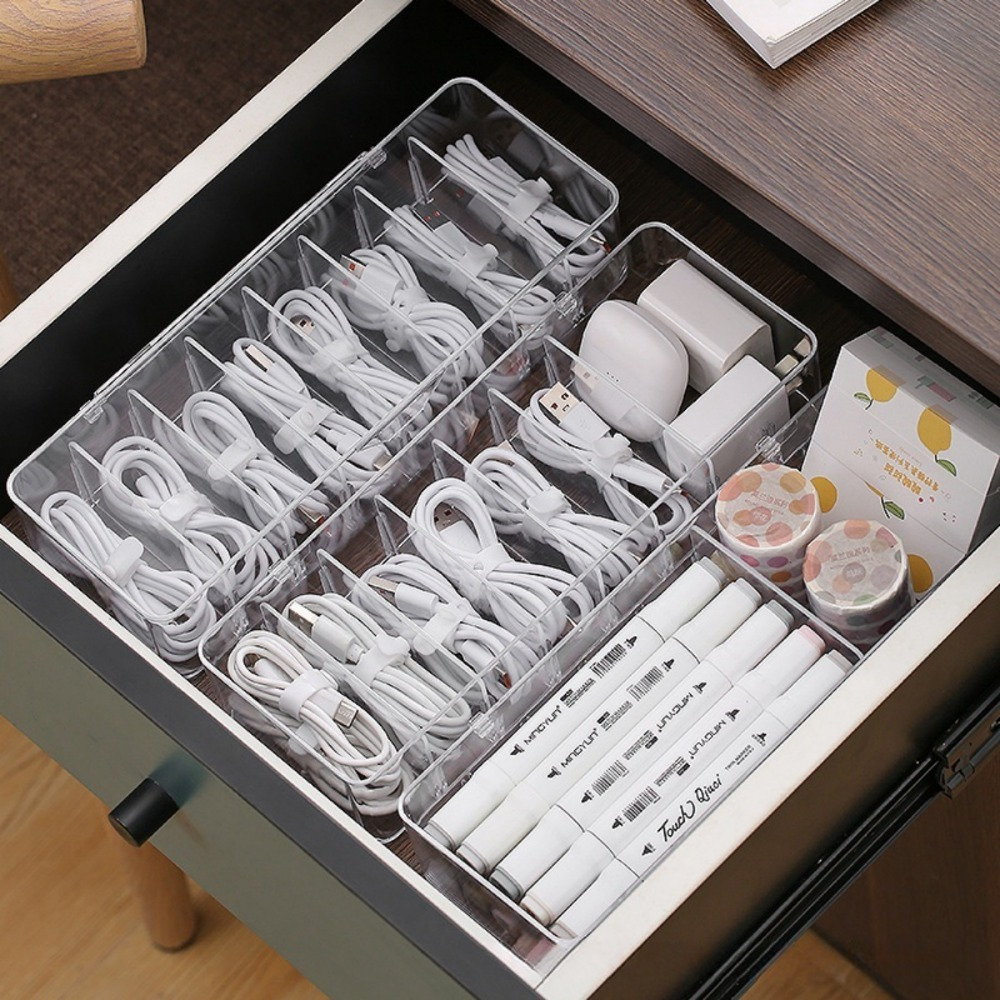 Desk Cable Organizer - Organizzatore di Cavi Multifunzionale, Scatola Trasparente